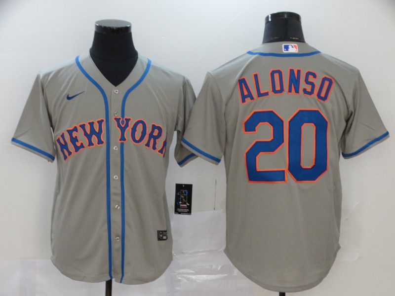 Men New York Mets #20 Alonso Grey Nike Game MLB Jerseys